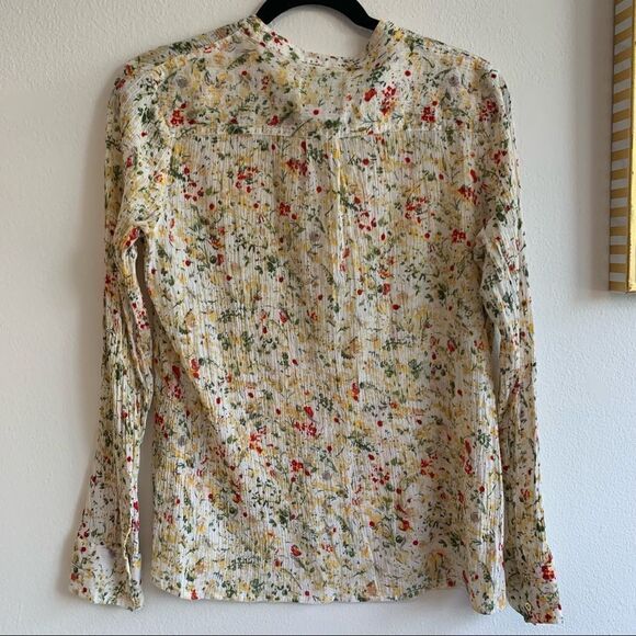 C WONDER CREAM FLORAL RIBBED BLOUSE - Picture 10 of 12